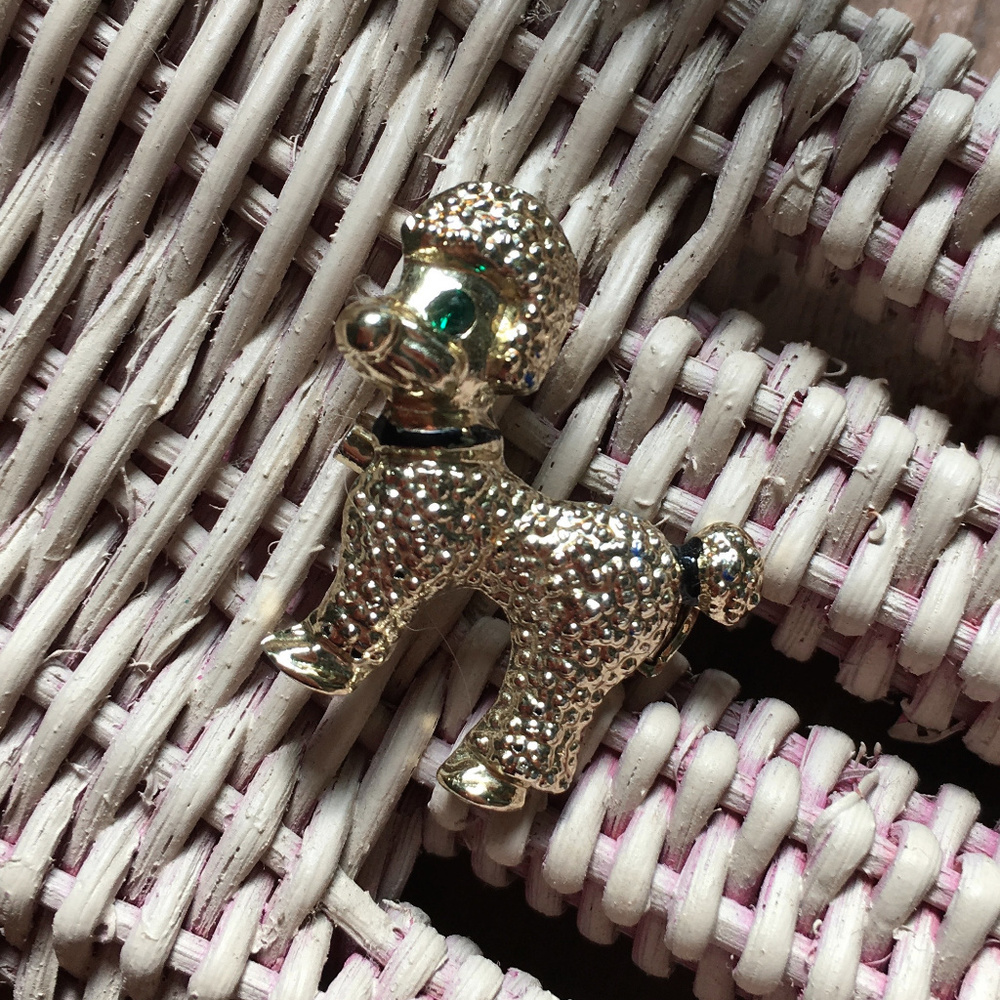 Vintage Petite Rhinestone Poodle Brooch